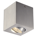 Uno lux plafonnier, carré, alu brossé, 6w, led 3000k, 38°, alim inclus