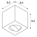 Uno lux plafonnier, carré, alu brossé, 6w, led 3000k, 38°, alim inclus