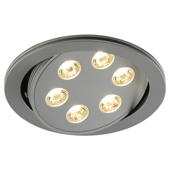 Spot encastré TRITON LED Downlight 6x3W GRIS ARGENT LED BLANC CHAUD - SLV by Declic