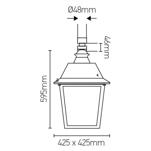 Girard sudron classic - eclairage public led ip65 425x425x595 40w 3000k 3252lm 85-135° noir