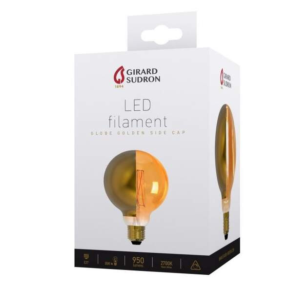 Girard sudron globe d95 filament led "latéral doré" 8w e27 2700k 950lm dim.