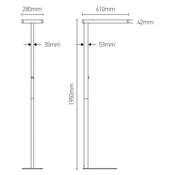 Girard sudron autonoe - lampadaire led 610x280x1950 60w 4000k 5400lm 120° noir dim pir