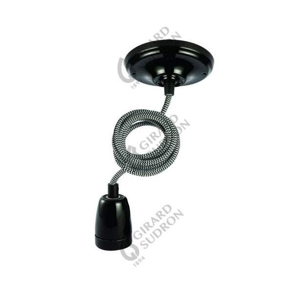 Girard sudron suspension céramique noire + 2m câble noir/blanc