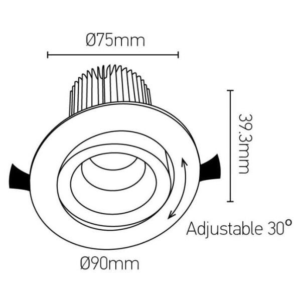 Girard sudron cavell - spot encastré inclinable led ip 65 Ø86 x 75 enc.Ø75 10w 3000k 850lm 45° blanc