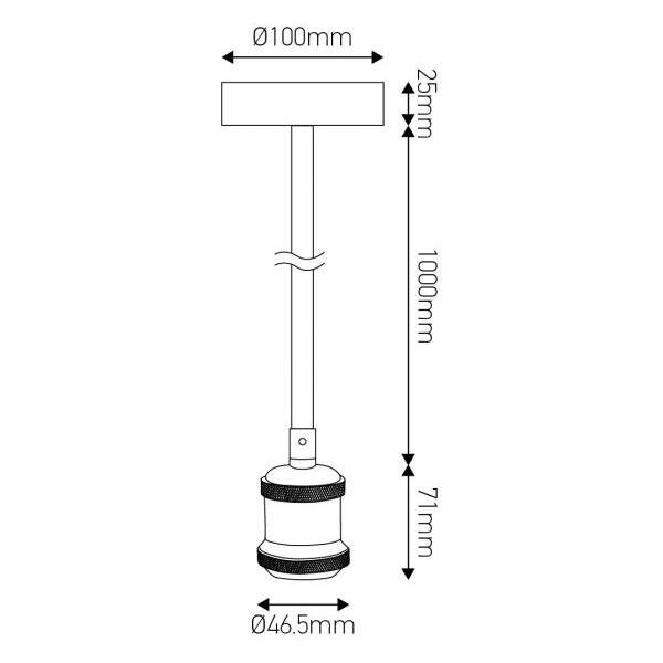 Girard sudron ecowatts - suspension e27 métal câb. text. l.100cm bronze