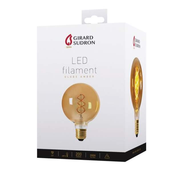 Girard sudron globe filament led torsadée ambrée 4w dim g125
