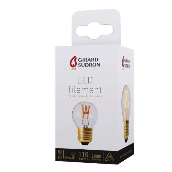 Girard sudron sphérique g45 filament led torsadée 2w e27 claire non dim 