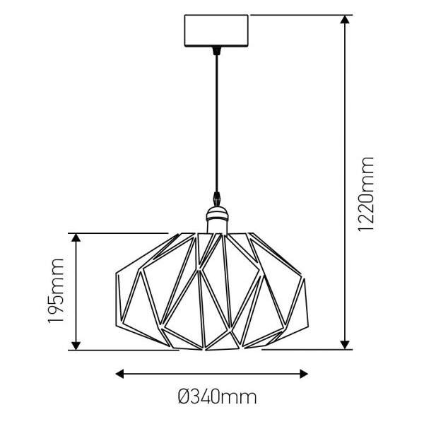 Suspension e27 abat-jour métal noir extérieur/ doré intérieur cable pvc l.100cm