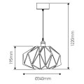 Suspension e27 abat-jour métal noir extérieur/ doré intérieur cable pvc l.100cm