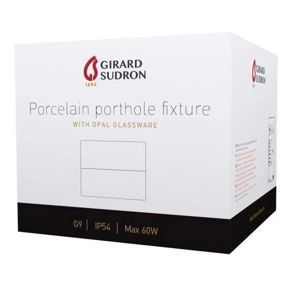 Girard sudron applique porcelaine g9 hublot av. verrerie opaline blanc