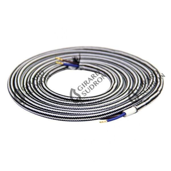 Girard sudron câble textile rond 2m 2x0,75mm2 double isolation noir et blanc