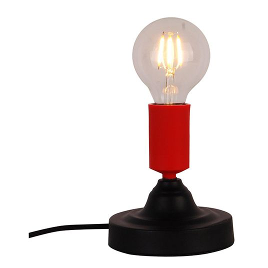 Lampe à poser e27 max.40w noir et rouge - cable pvc l.150cm avec interrupteur noir