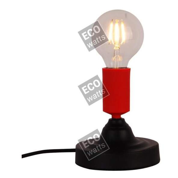 Lampe à poser e27 max.40w noir et rouge - cable pvc l.150cm avec interrupteur noir