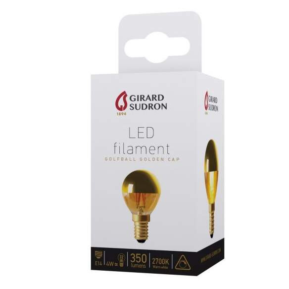 Girard sudron sphérique g45 filament led "calotte dorée" 4w e14 2700k 350lm dim.