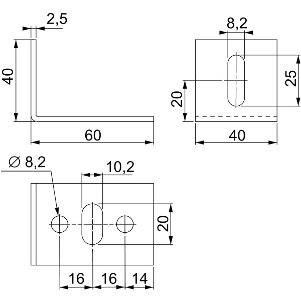 Connecteur rail C EN 60x40