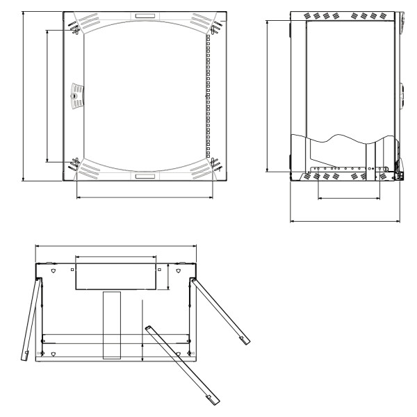 Schneider Actassi Coffret mural OPB 12U L600 P500 châssis pivotant 19P porte vitrée R7035