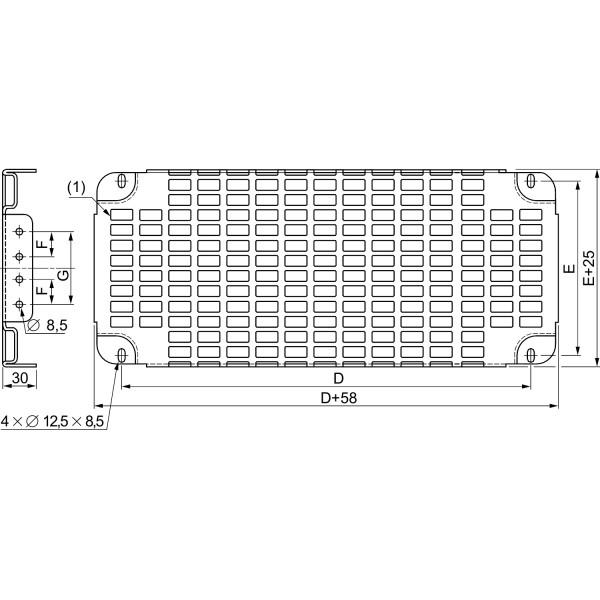 Grille perforée H 225 x cell.1000