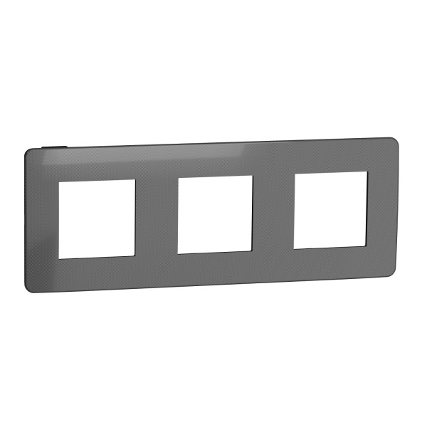 Schneider unica2 studio métal - plaque de finition - black aluminium liseré anthracite - 3p