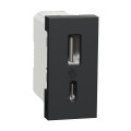 Unica - chargeur USB double - 15W - type A+C - 1 module - anthracite - méca seul