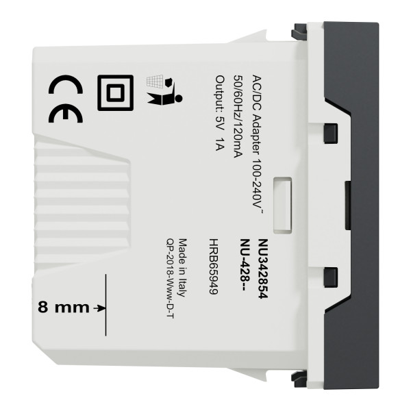 Schneider unica2 - chargeur usb - 5vcc - 1a - 1 module - anthracite - mécanisme seul