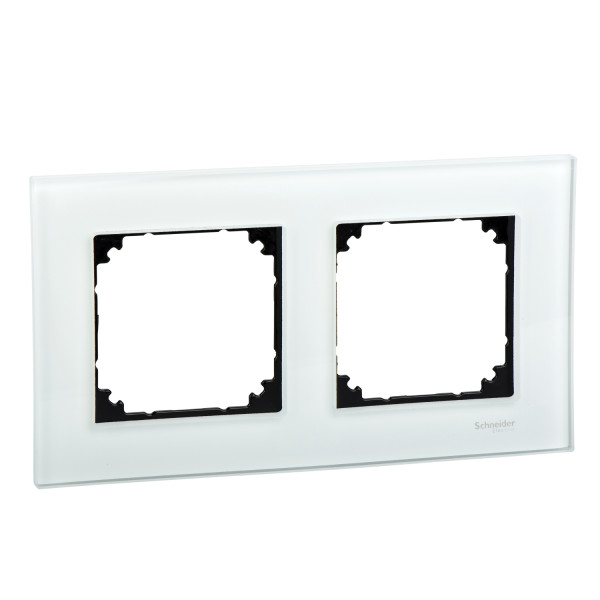 M-Plan Verre Blanc, plaque de finition 2 postes horiz. ou vert. entraxe 71 mm