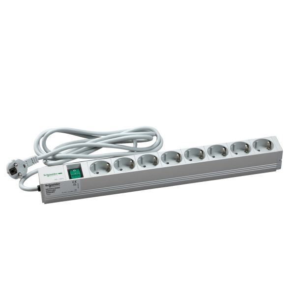 Actassi rail 1U 8 prises + interrup 19P VDE