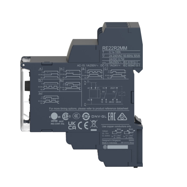 Zelio Time Re22 - Multifonctions - 2of - 24vcc/24…240vca