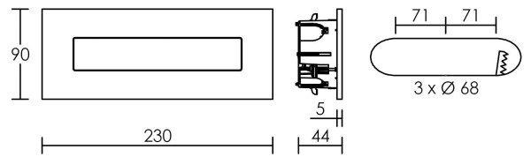 Baliz 3 - encastré mur rectang., fixe, noir, led intég. 2,76w 2400k 156lm