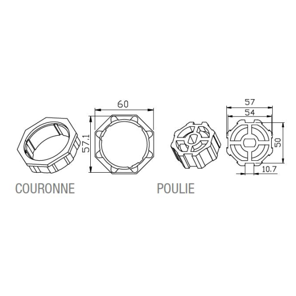 Adaptateur octogonal 59x0,7mm