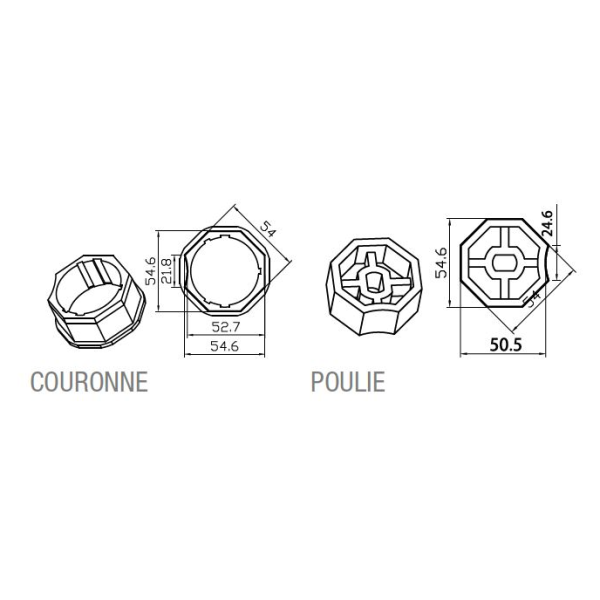 Adaptateur octogonal 58x0,6mm (étoile bonfanti)