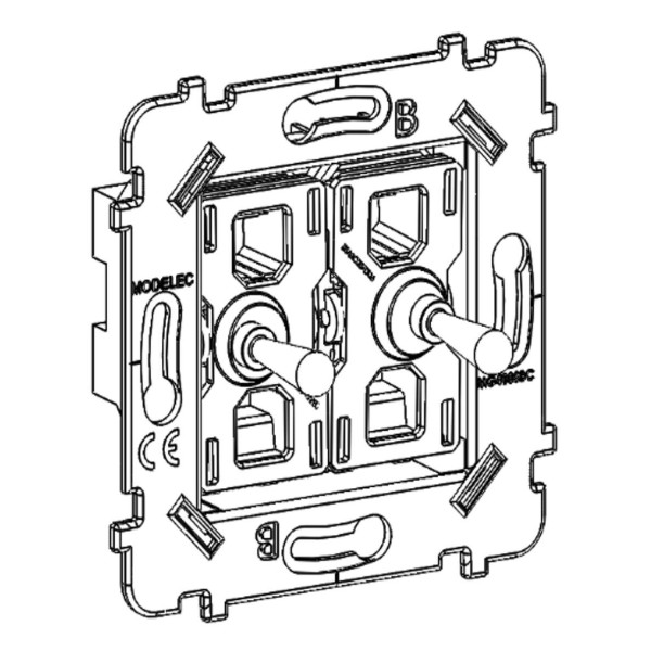 Mécanisme à connexion automatique 2 va-et-vient et/ou poussoir acier support noir pour collection hitera