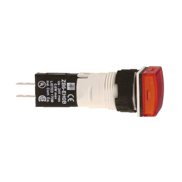 voyant carré diam 16 IP 65 rouge DEL intégrée 24 V cosses