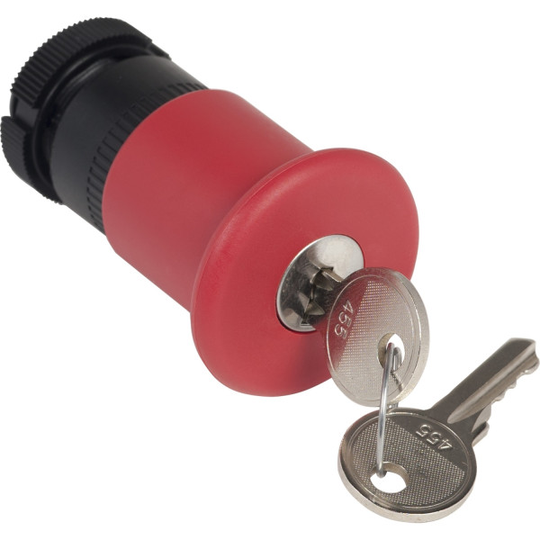 tête pour arrêt d urgence diam 40 mm déverrouillage par clé diam 22 rouge