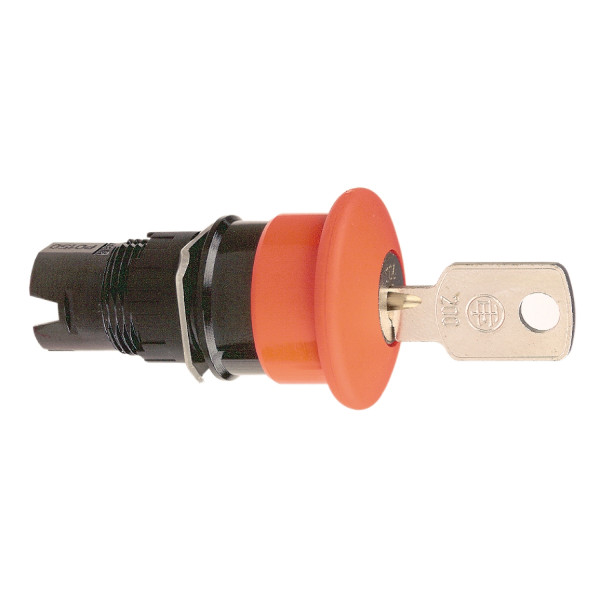 tête pour bouton poussoir diam 30 mm déverrouillage par clé diam 16 rouge