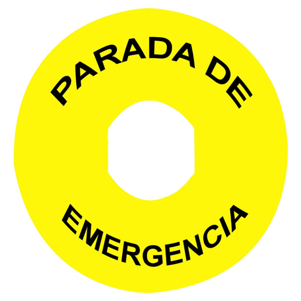Harmony étiquette circulaire Ø90mm jaune - logo EN13850 - PARADA DE EMERGENCIA