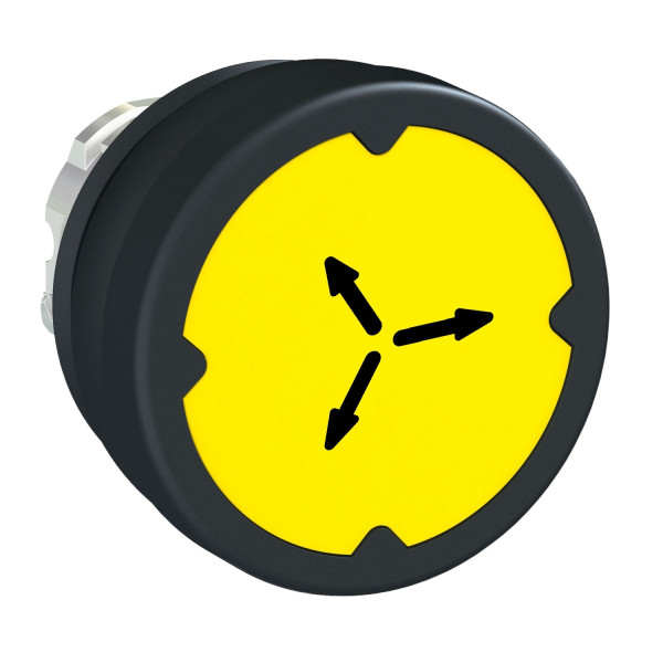 Harmony tête de BP Ø37 IP69K - Ø22 -  jaune - avec marquage - symbole pivoté 90°
