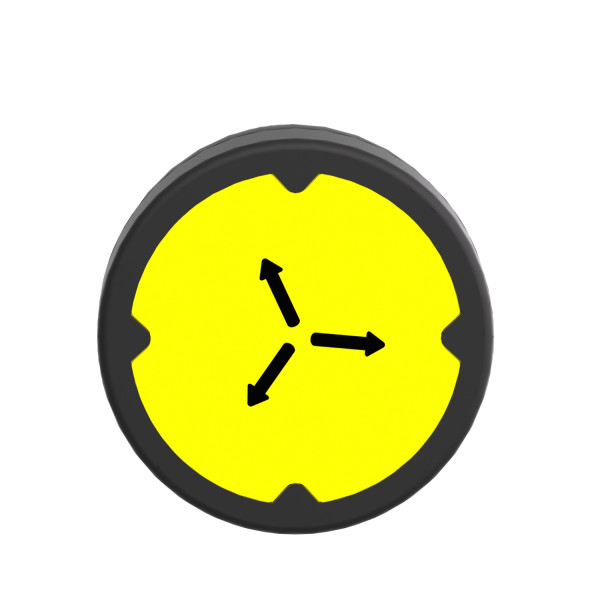 Harmony tête de BP Ø37 IP69K - Ø22 -  jaune - avec marquage - symbole pivoté 90°