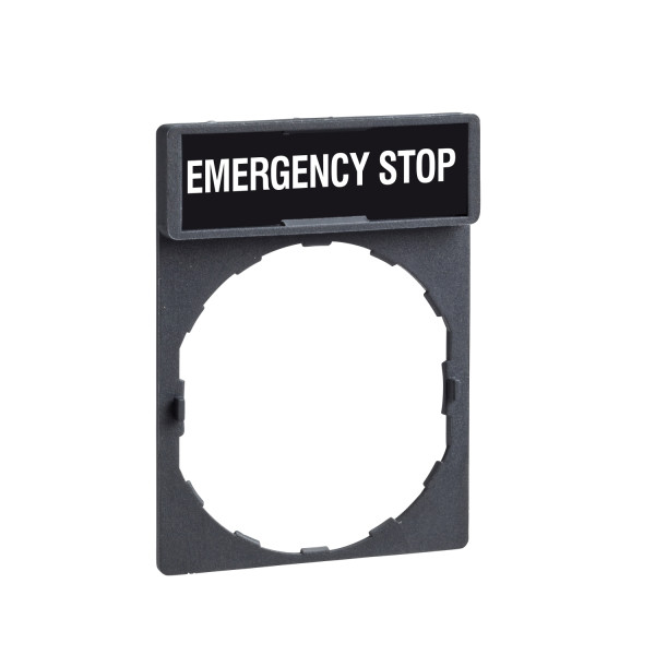 Harmony porte étiquette 30 x 40 mm standard Ø22 avec étiquette EMERGENCY STOP