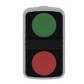Harmony tête bt-pous double touche Ø22 vert + rouge non marqué IP66, IP69 K