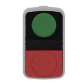 Harmony tête bt-pous double touche Ø22 vert + rouge non marqué IP66, IP69 K