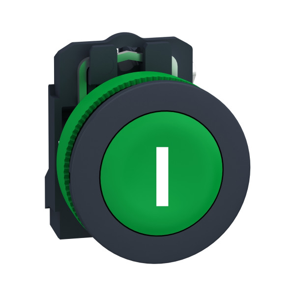 Harmony xb5 - bouton poussoir impulsion - ø22 - flush - marqué - vert - 1f - vis