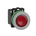 Harmony xb5 - bouton poussoir lum - Ø22 - col flush grise - rouge - 1o+1f - 24v