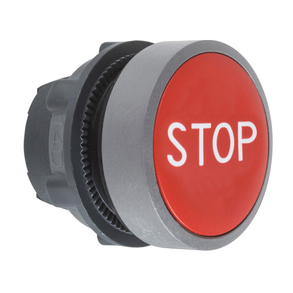 Harmony xb5 - tête de bouton poussoir - Ø22 - col grise - marqué 'stop' - rouge
