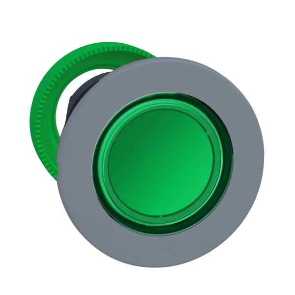 Harmony xb5 - tête de bouton poussoir - Ø22 - col flush grise - pour étiq - vert