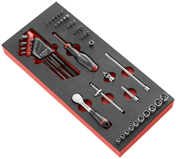 Module douilles mousse 1/2" 6 pans 46 pièces -  modm.r181-36pb