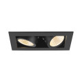 Kadux, encastré de plafond, double, 3000 k, 38°, ip 20, carré, noir