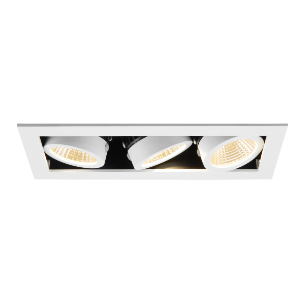 Kadux, encastré de plafond, triple, 3000 k, 38°, ip 20, carré, blanc