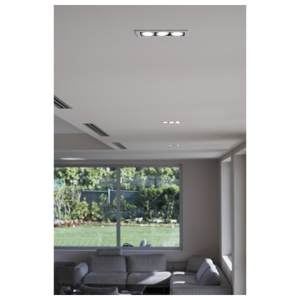 Kadux, encastré de plafond, triple, 3000 k, 38°, ip 20, carré, blanc