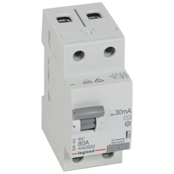 Interrupteur différentiel rx 2p 230v~ 80a typeac 30ma - 2 modules