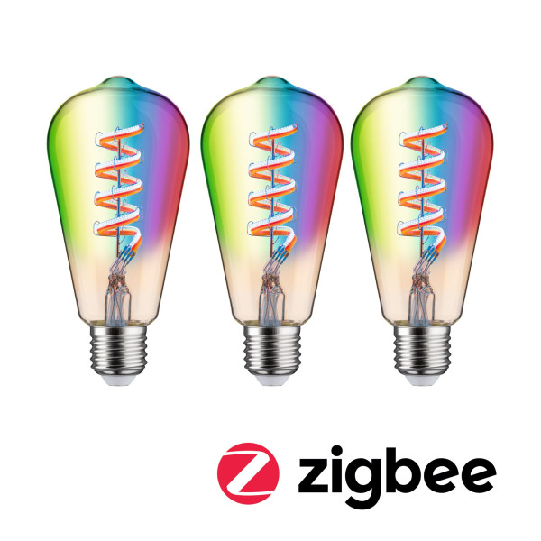 Ampoules led zb rgbw lot de 3 st64 e27 470lm 2200k-6500k dim or 230v